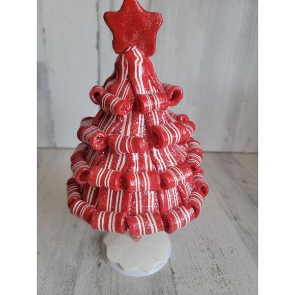 Holiday peppermint candy tree red star resin home decor Xmas - Picture 2 of 9